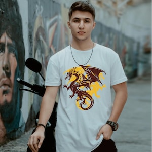 Japanese Dragon Tattoo Shirt - Unisex Dragon Lovers Tee - Gothic Asian Streetwear Shirt - Fantasy Mythical Creature T-Shirt Gift