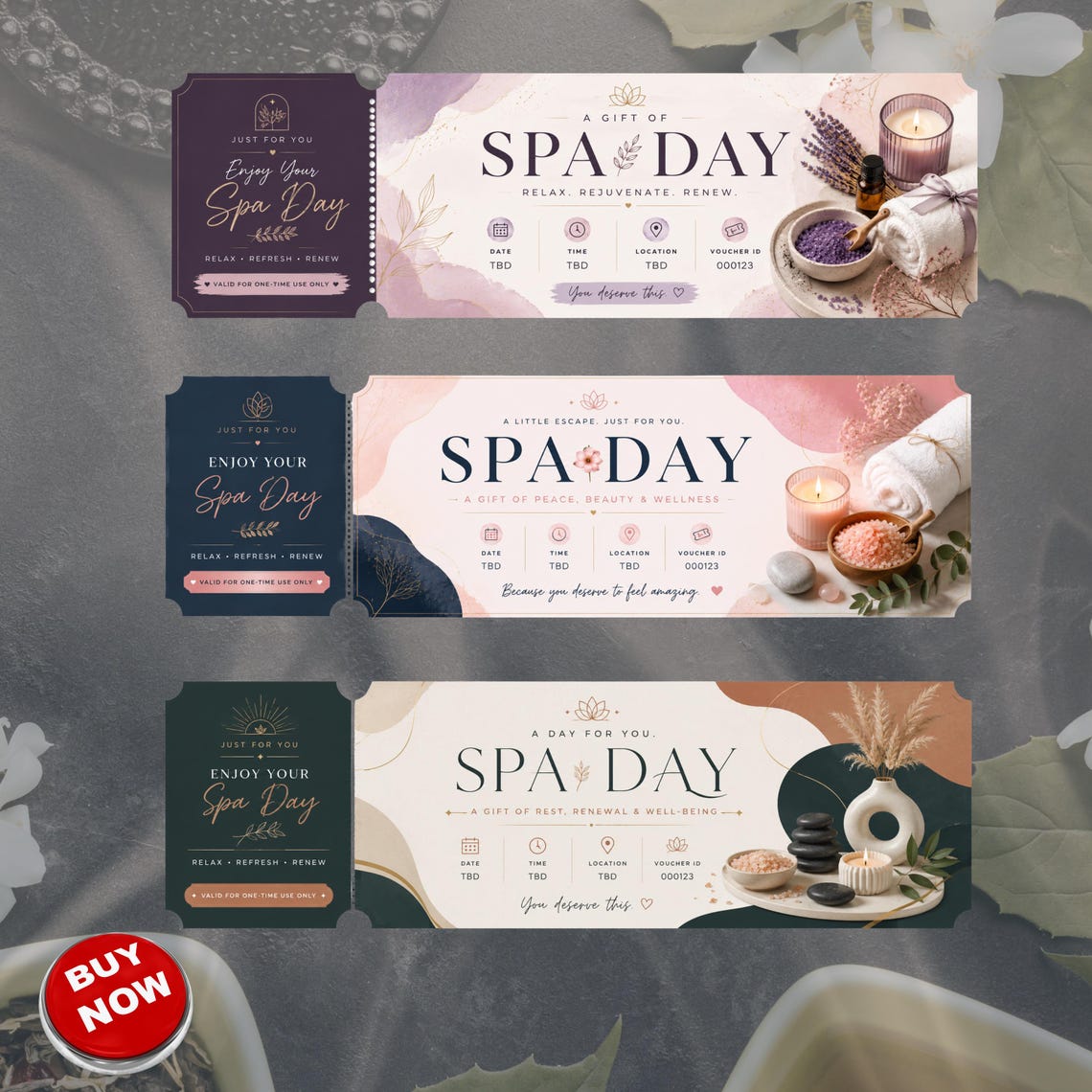 Editable Spa Ticket Template, Wellness Gift Voucher (digital Download ...