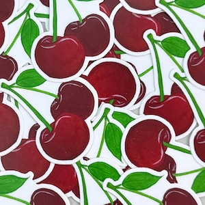 Cherry Sticker|Fruit Sticker|Cute Red Cherry Sticker| Waterproof Stickers|Summer Stickers|Cherries|Kindle Stickers|Illustration