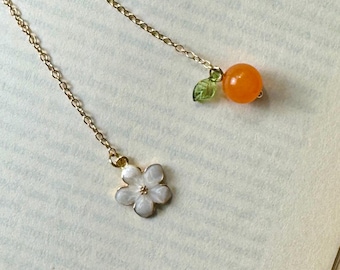 Orange Blossom Chain Bookmark | Spring Bookmarks | Handmade | Floral and fruit designs