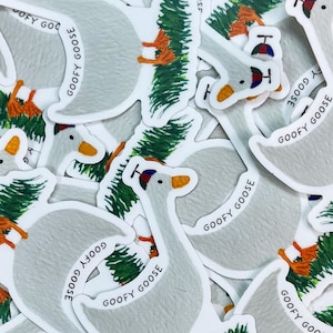 Goofy Goose Sticker|Lustige Aufkleber|Dumme Gans|Lustiger Tier Aufkleber|Wasserfeste Aufkleber|Kindle Aufkleber|Illustrationen von Catherine Parry