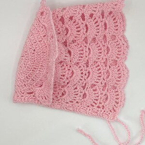 Handmade Crochet Baby Bonnet – 100% Cotton Bonnet for Newborn, 0–3 or 3–6 Months – Christening or Baby Shower Gift – White, Beige, Pink