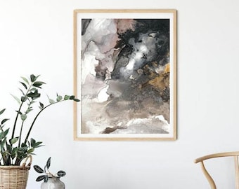 Oscuro Neutral Abstract Acuarela Pintura Descarga Digital