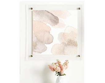 Pintura de acuarela abstracta neutra de melocotón