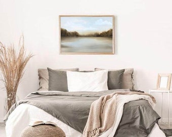 Neutral abstracta acuarela paisaje pared arte descargar