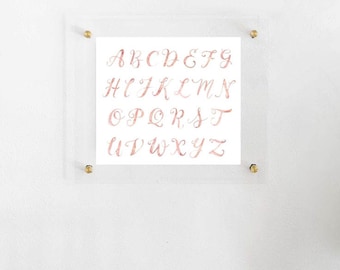 Pink Watercolor Alphabet Digital descargar printable niña guardería wall art redimensionable