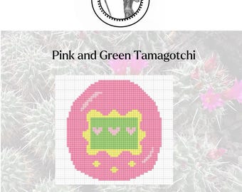 Pink and Green Tamagotchi Needlepoint Chart
