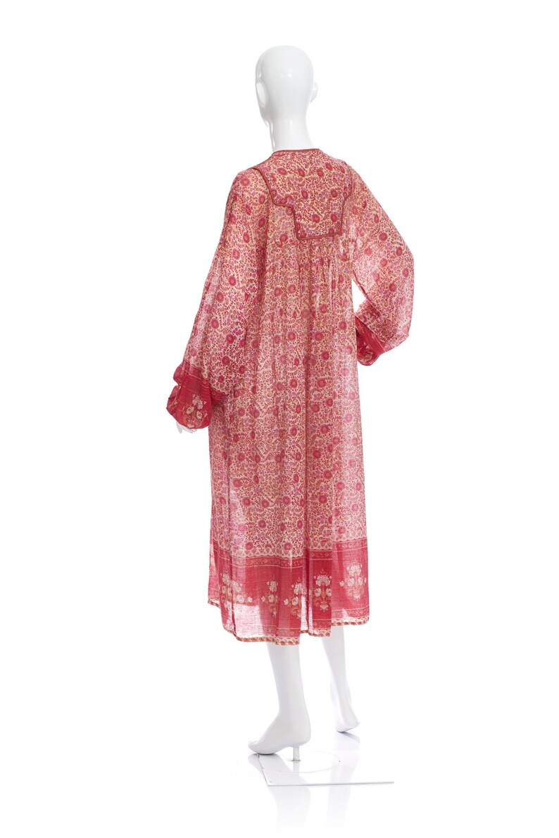 Vintage 70's Indian Sheer Cotton Gauze Quilted Bib RAINBOW Lurex Puff