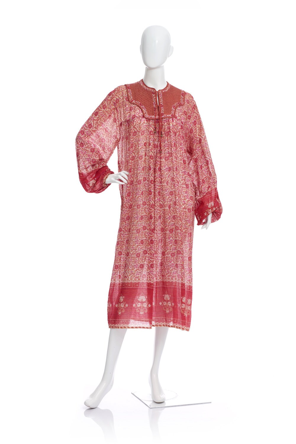 Vintage años 70 Vestido de indio puro algodón gasa acolchada | Etsy México
