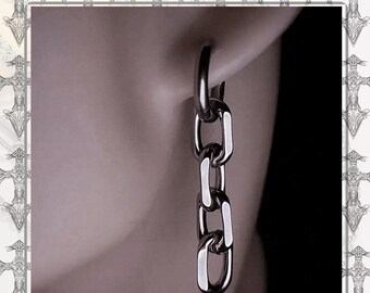 Chunky Stainless Steel Chain Hoop Earrings: Punk Streetwear Jewelry
