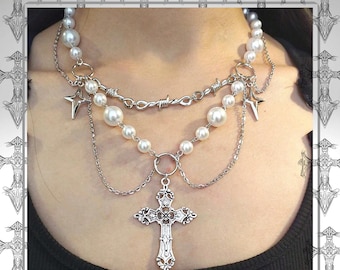 Goth Croce egiziana Ankh Chiave della va Collana in acciaio inossidabile Colore nero Amuleto Collane religiose Gioielli gotici Regalo N8582  36
