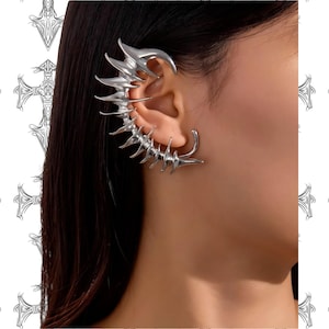 Silver Dragon Ear Cuff Fantasy Spike Ear Wrap No Piercing