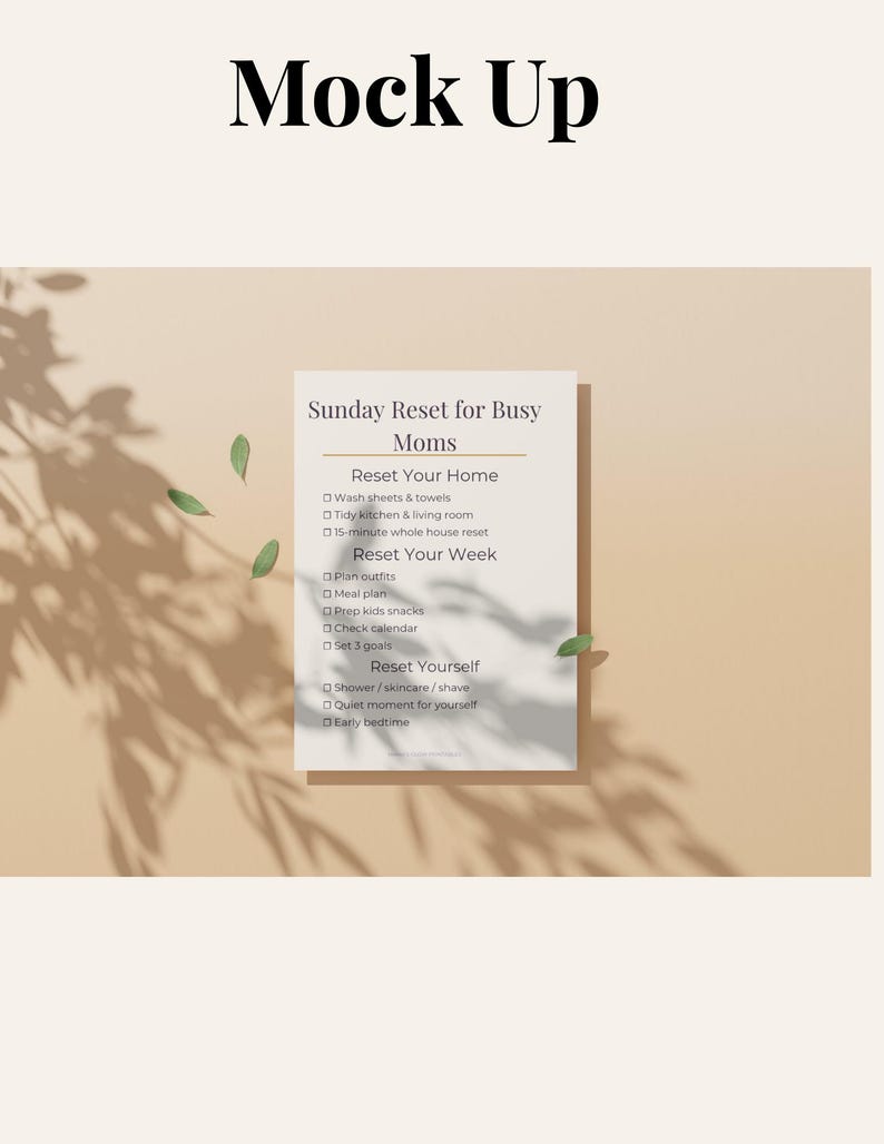 Sunday Reset Checklist | Printable Planner for Busy Moms (Digital Download) image 3
