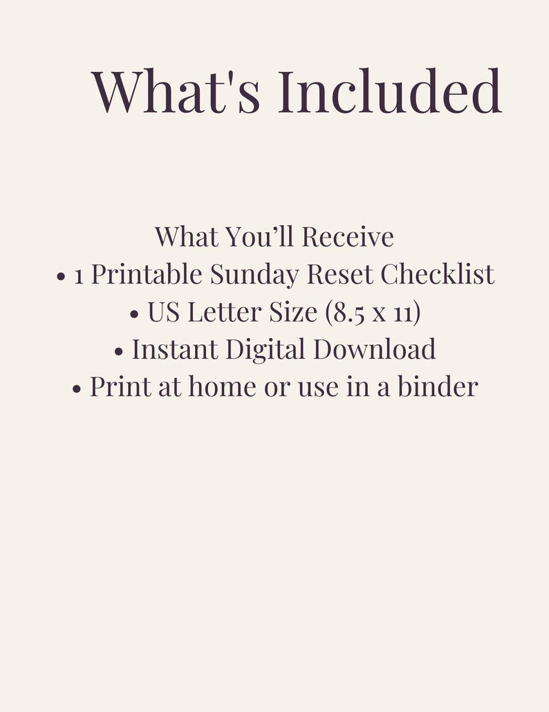 Sunday Reset Checklist | Printable Planner for Busy Moms (Digital Download) image 2