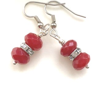 Red Carnelian Earrings,  Red and Silver Earrings, Dark Red Earrings, Carnelian Earrings