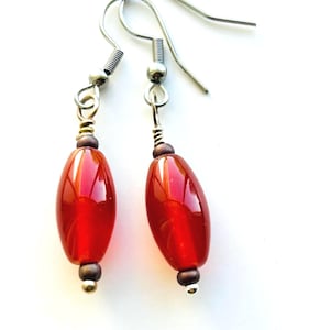 Red Carnelian Earrings,  Red Oval Earrings, Oval Earrings, Red Earrings