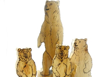 Wood Bear Art Figurine Décor