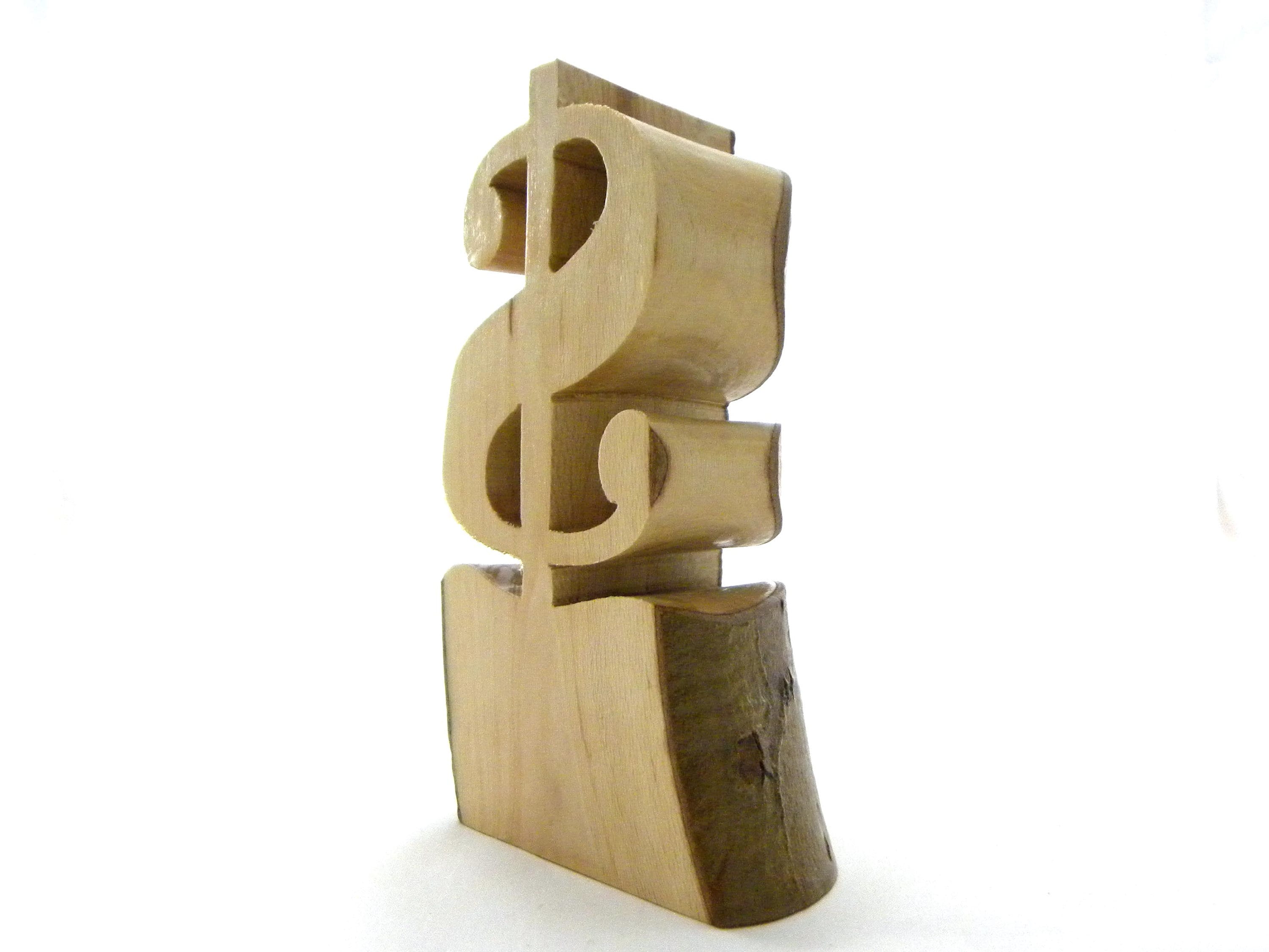 Wooden Dollar Sign Sculpture Art Decor Etsy UK