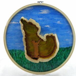 Cat in a Boot Mixed Media Wood Painting Wall Art
