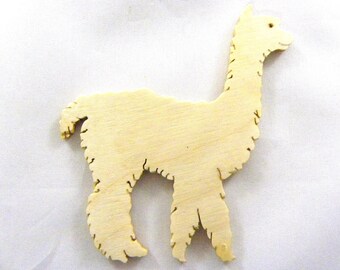 Wood Llama Cut Out, Ornament, Magnet, Pin