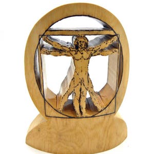 Wood Vitruvian Man,  Leonardo da Vinci, Vitruvius, Renaissance Art, Human Body, Mathematics