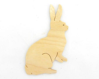 Wood Rabbit Bunny Cut Out, Ornament, Magnet, Pin