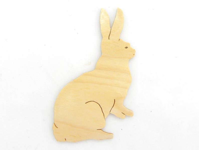 Wood Rabbit Bunny Cut Out Ornament Pin Etsy Norway