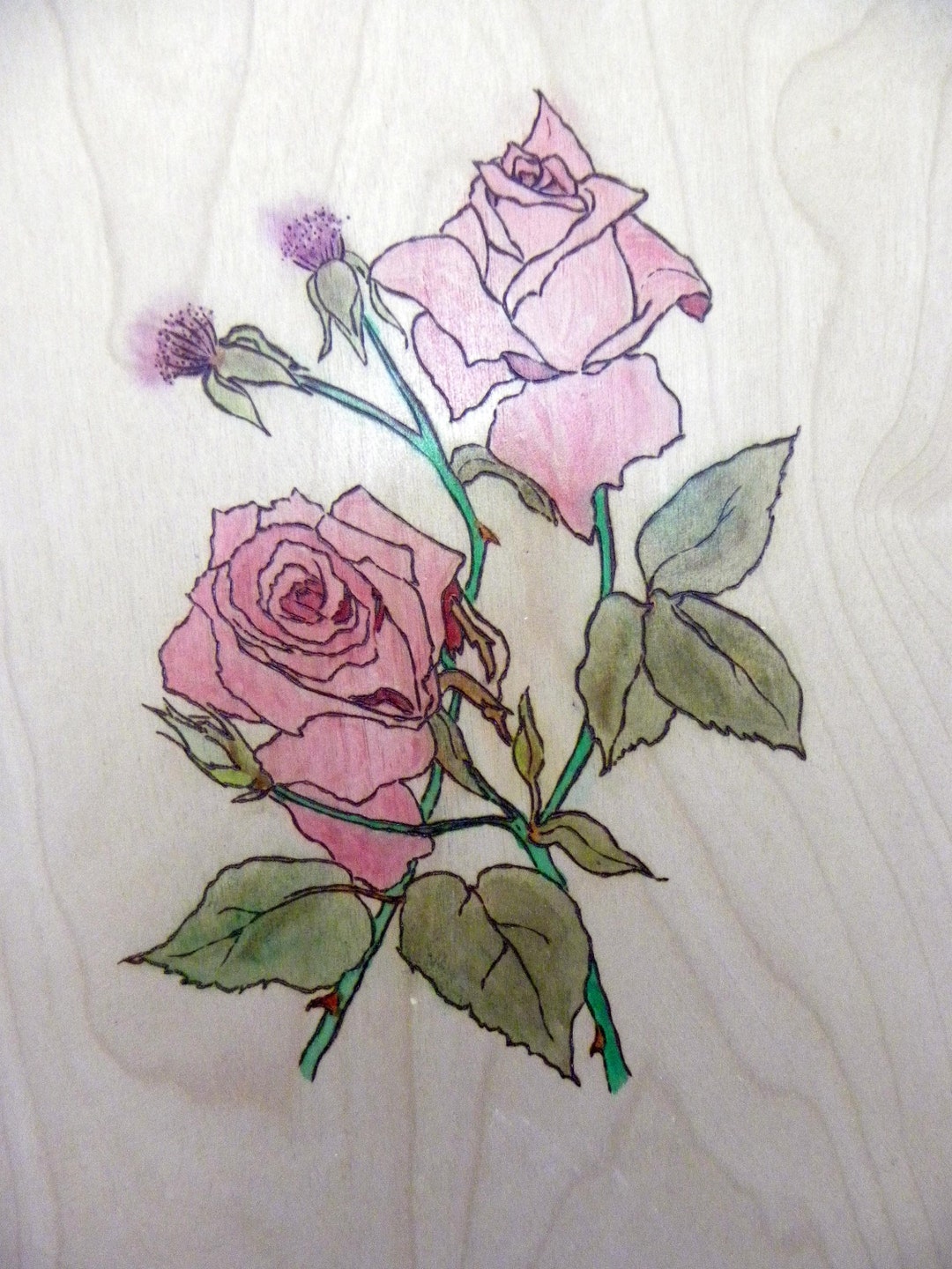 Pink Roses Watercolor Painting Wall Art Décor - Etsy