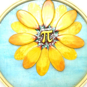 Mixed Media Pi, Pi Petals, Wood Pi