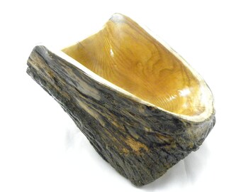 Elm Wood Bowl with Natural Exterior