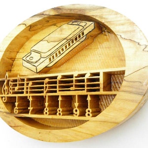Harmonica Spalted Maple Wood Wall Art Décor