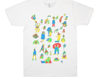 Psykedelisk konst-T-shirt: Handritad communitydesign, alla beställningar levereras med ett gratis klistermärke