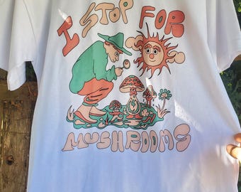I Stop for Mushrooms Shirt • Retro Cottagecore Graphic Tee, Forest Forager Design