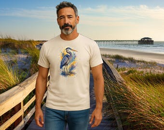 Camiseta costera de garza pintada: camiseta con arte de aves de Lowcountry inspirada en las Carolinas