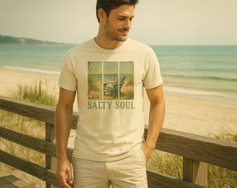 Salty Soul Serenity – Camiseta playera Coastal Chair – Camiseta unisex Bella Canvas – CSS Swag