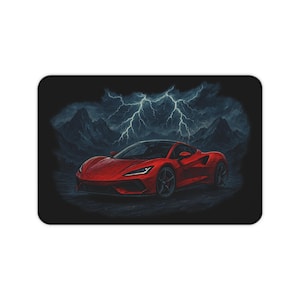 Lightning  Supercar Desk Mat, Car Lover&#39;s Accessory, Gaming, Office Decor, Gift for Him, Desk Accessories