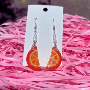 Orange Fruit Earrings | Fruit Earrings | Orange Slice Dangle Earrings | Fruit Dangle Earrings | Unique Earrings | Cool Earrings