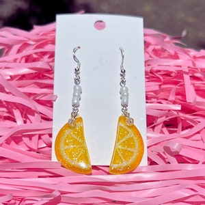 Lemon Earrings | Fruit Earrings | Lemon Dangle Earrings | Cool Earrings | Unique Earrings | Statement Earrings | Lemon Slice Earrings