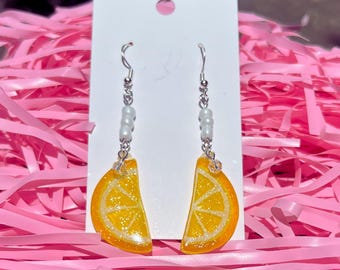 Handmade Lemon Slice Earrings | Hypoallergenic Sterling Silver Hooks