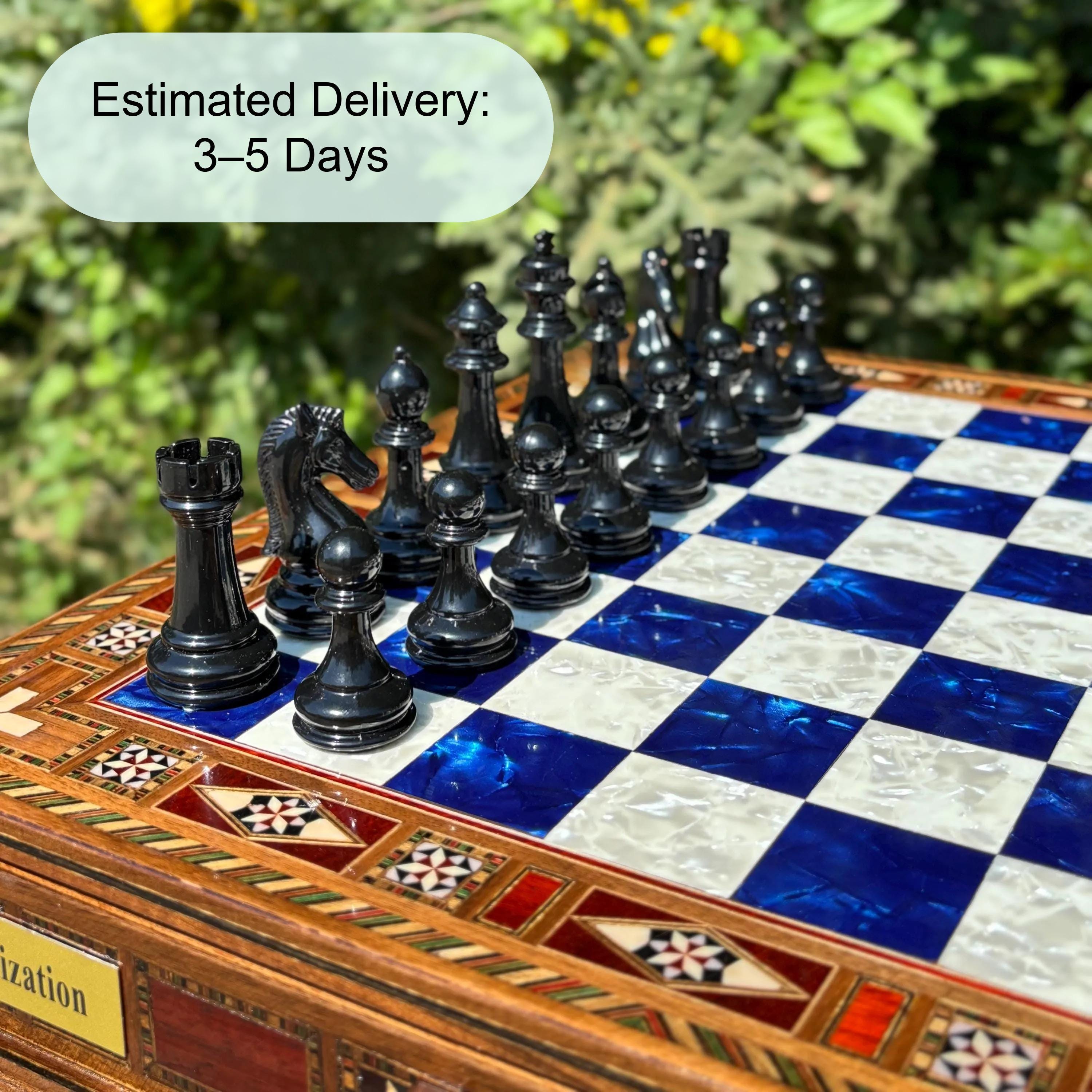 Custom Wooden Chess Set: Handmade Board With Personalized Engraving - Etsy