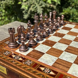 Custom Wooden Chess Set – Personalized Handmade Chess Board Gift for Him, Dad, Son – Unique Graduation, Birthday, or Anniversary Gift