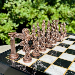 Handmade Wooden Chess Set: Custom Metal Pieces & Storage Drawer
