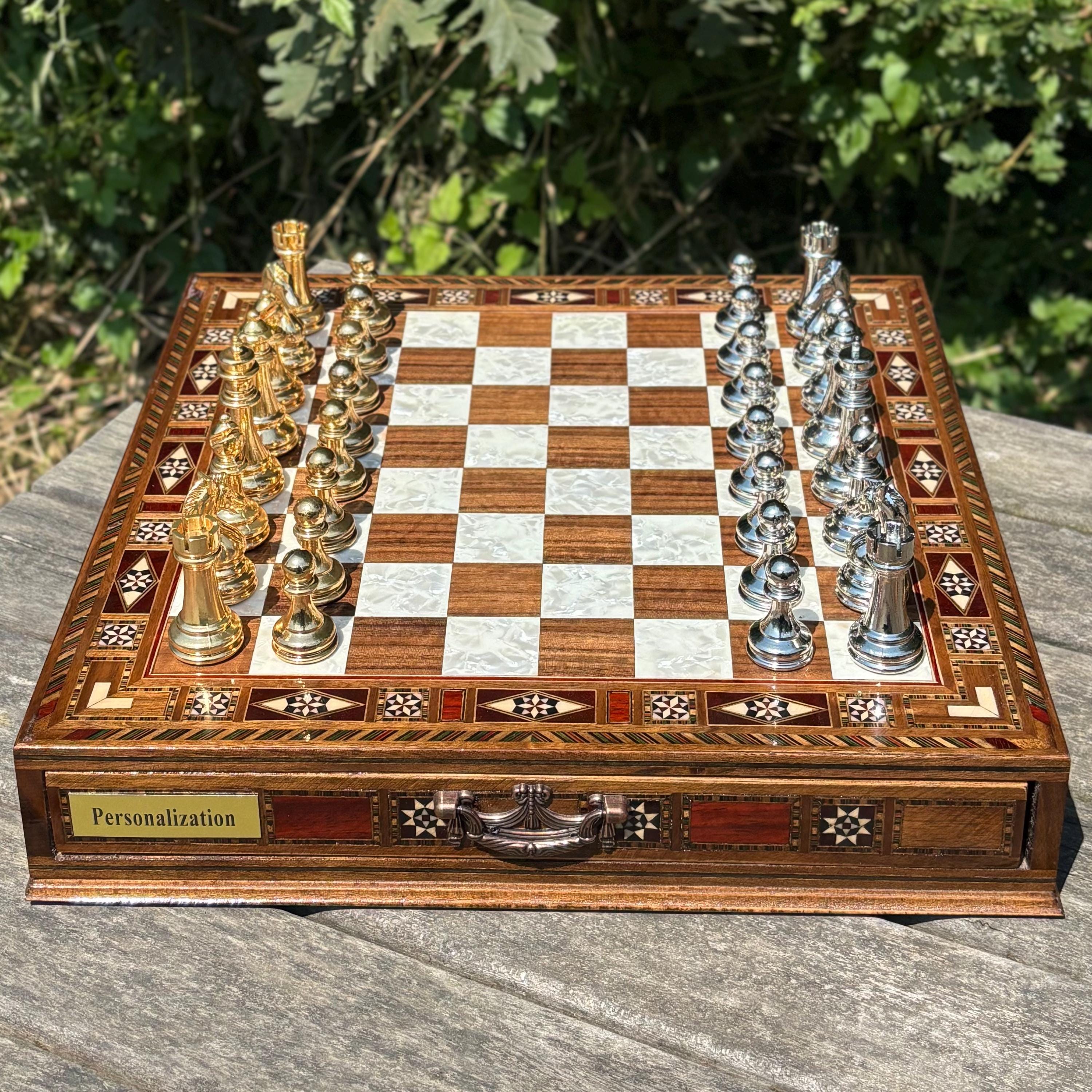 Handmade Wooden Chess Set Custom Engraved Solid Wood Board Etsy Handmade Wooden Chess Set Custom Engraved Solid Wood Board Etsy