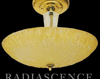 Lampada a sospensione in vetro di Murano Graniglia con superficie a coste, anni '50, Italia.