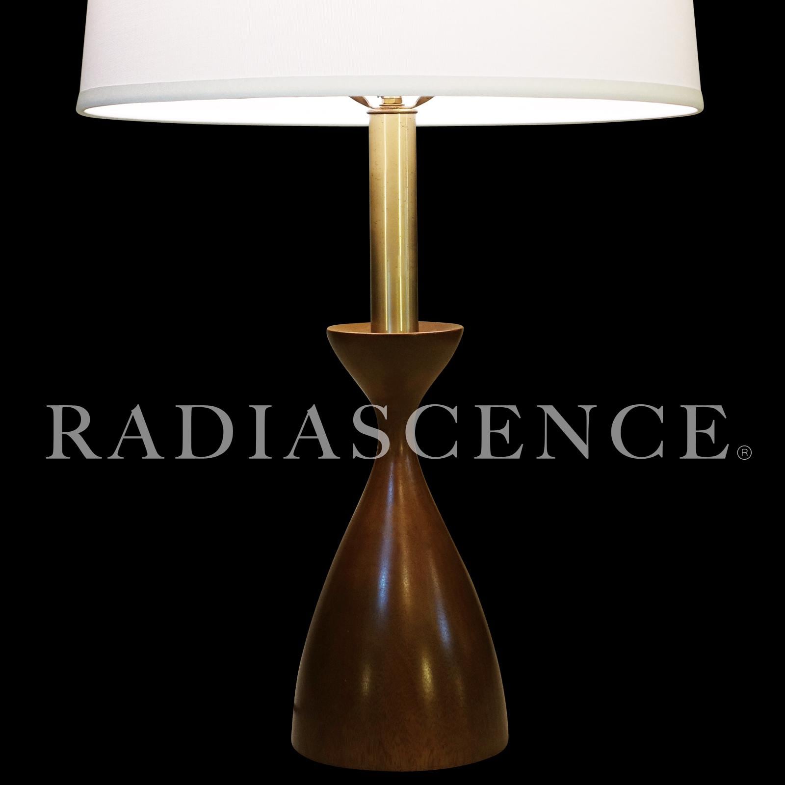 Laurel Mid Century Modern Turned Walnut Carafe Table Lamp 1960
