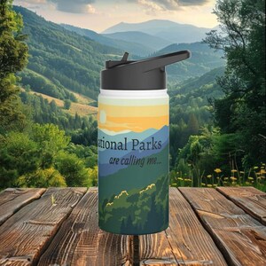 Nature-Inspired Stainless Steel Water Bottle, Eco-Friendly Travel Mug, Mountain Scene Water Container, Outdoor Adventure Gift, Hiking [...]