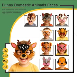 Professional Farm Animal Mask Pack | Editable AI, CorelDRAW, PDF Files | Rabbit, Donkey, Cow Designs | Print-Ready for Schools & Print Shops