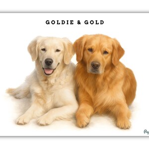 Two Pets Portrait – Custom Digital Art of 2 Dogs Cats or Dog and Cat Duo Personalized Pet art – Printable Gift – 5 Style Options