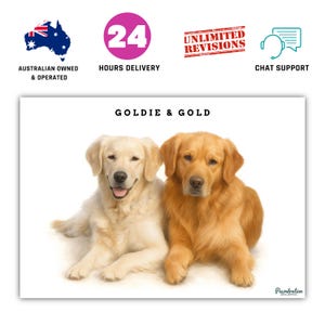 Two Pets Portrait – Custom Digital Art of Dogs Cats or both – Custom pet portrait, Multiple Pets Portrait – 5 Styles - 24 Hour Delivery