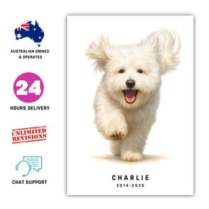 Retrato conmemorativo personalizado para mascotas con nombre – Regalo para la pérdida de un perro o gato – Arte conmemorativo para mascotas – Arte de homenaje a mascotas – Retrato conmemorativo para mascotas (24 horas)